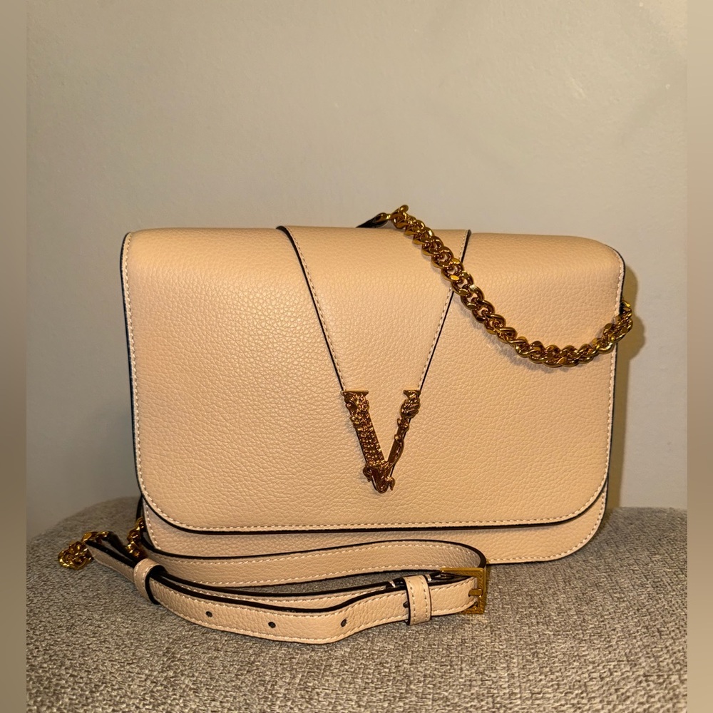 Versace Nude Calf Leather Crossbody Bag